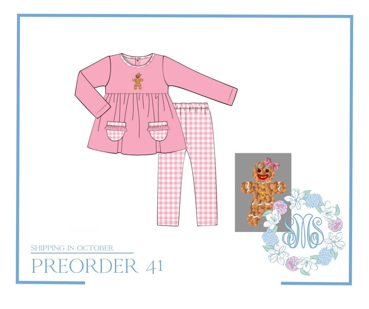 RTS: French Knot Gingerbread Legging Set