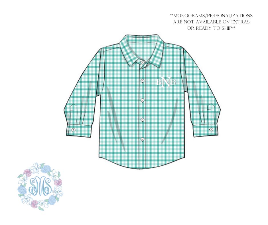 De-Stash: Mint Green Collared Shirt **PERSONALIZED**