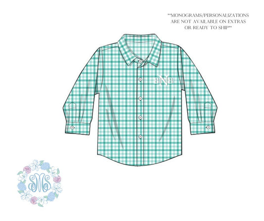 De-Stash: Mint Green Collared Shirt  **PERSONALIZED**