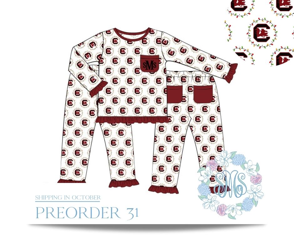 RTS: Christmas in Carolina Girls Pajamas