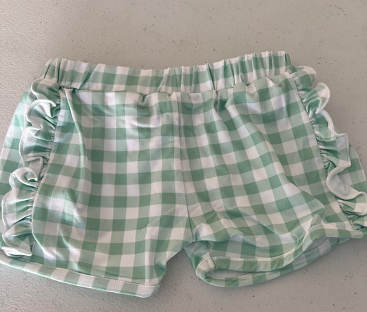 RTS: Green Gingham Knit Shorts