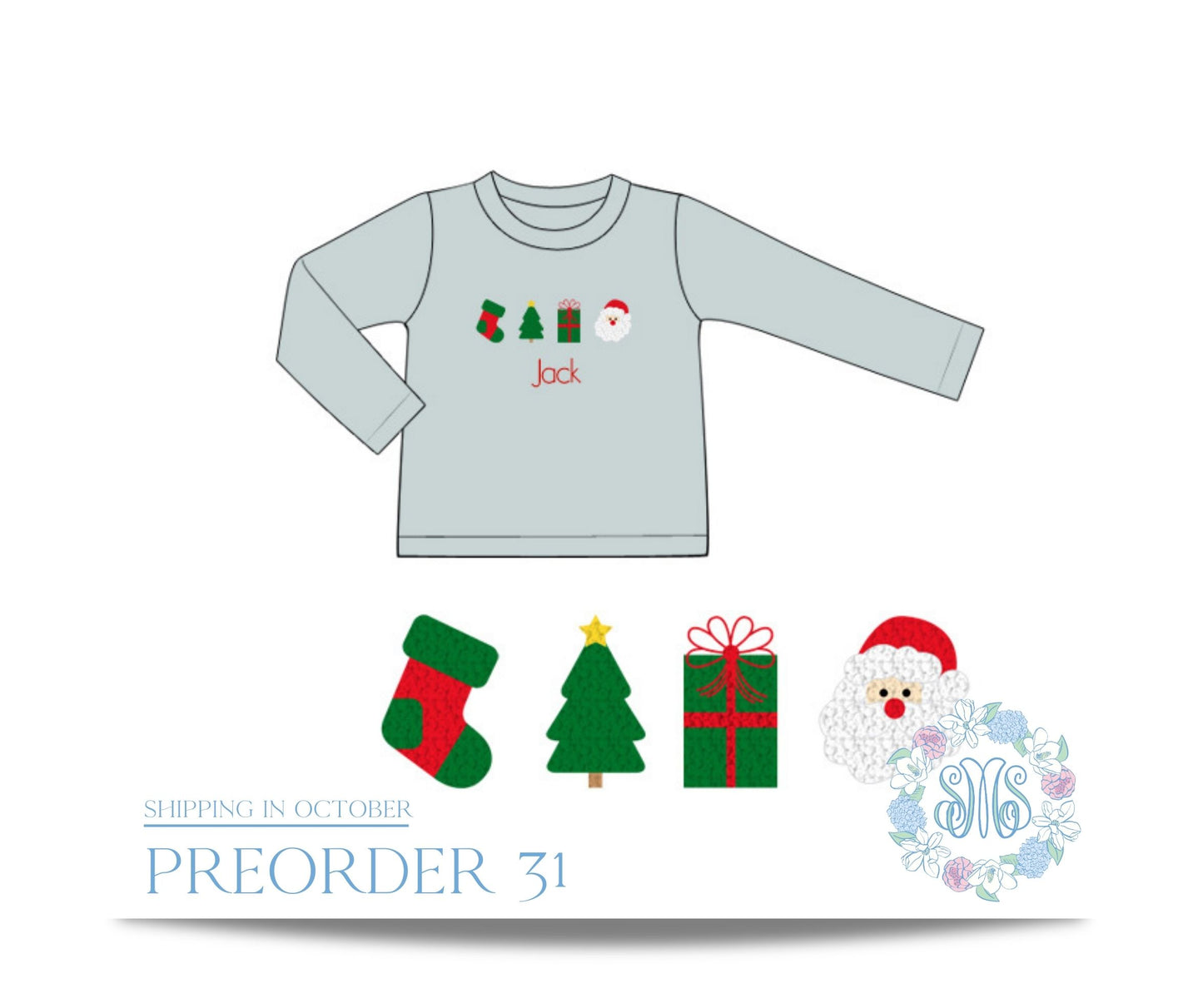 RTS: French Knot Christmas Boys Shirt
