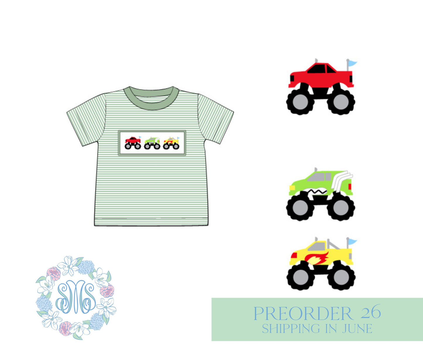 Boys Smocked Trucks Shirt