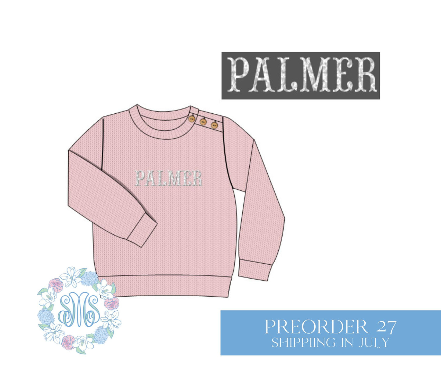Pink French Knot Name Sweater **NO MONOGRAM**