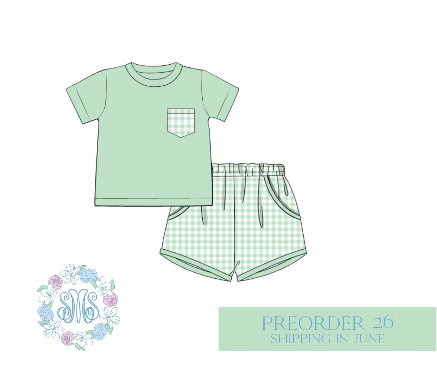 Gingham and Hydrangeas Boys Set