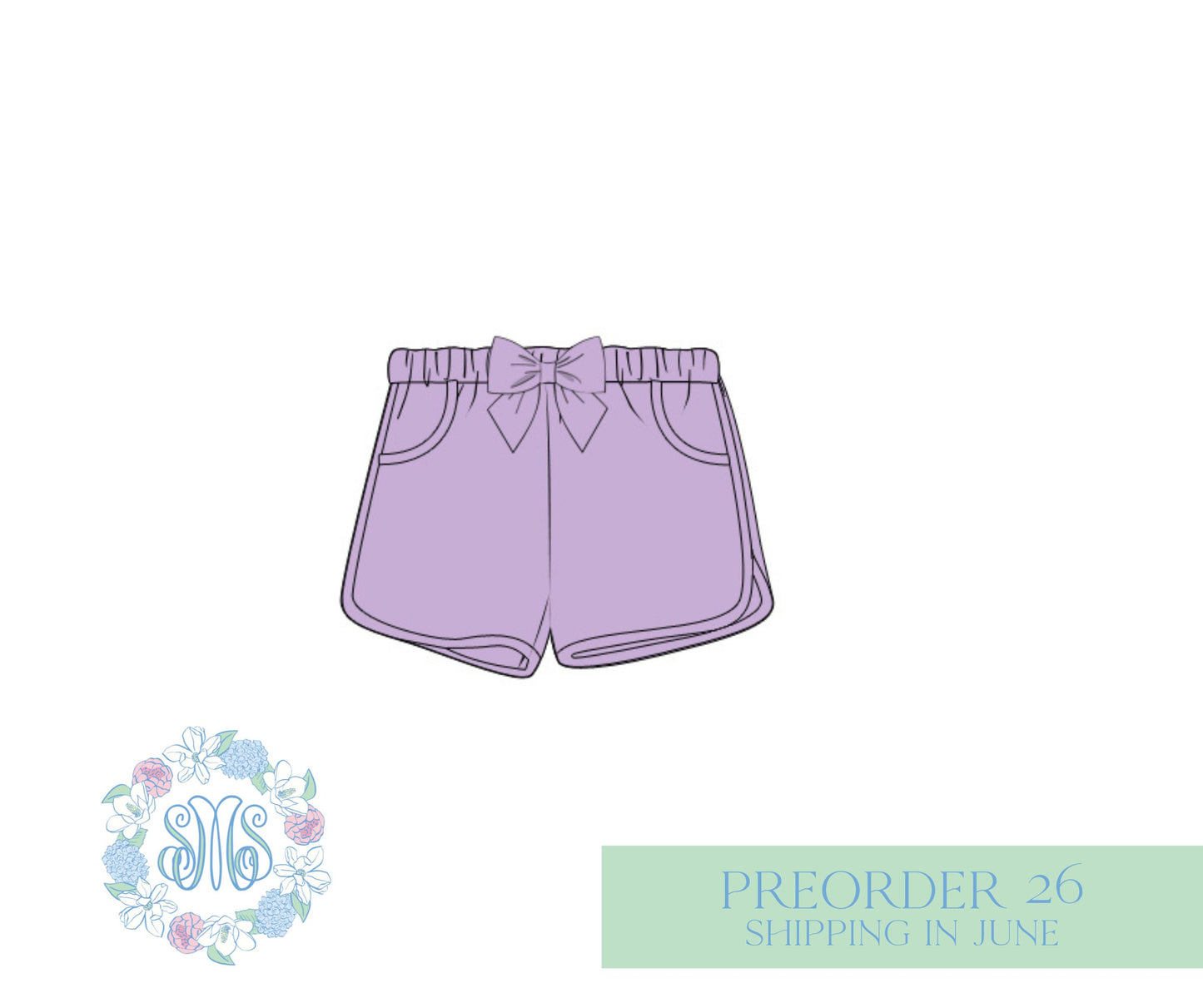 Girls Purple Bow Shorts **HIGHER WAIST, LONGER INSEAM**