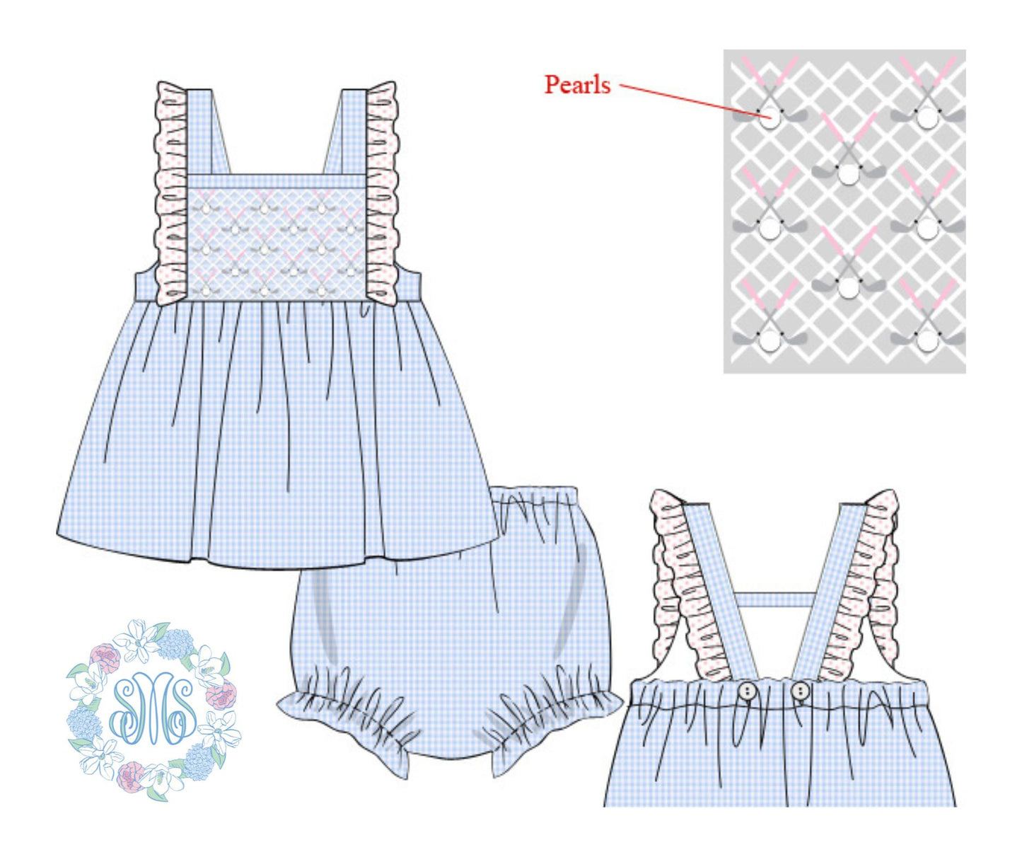 Golf Balls and Pearls Bloomer Set