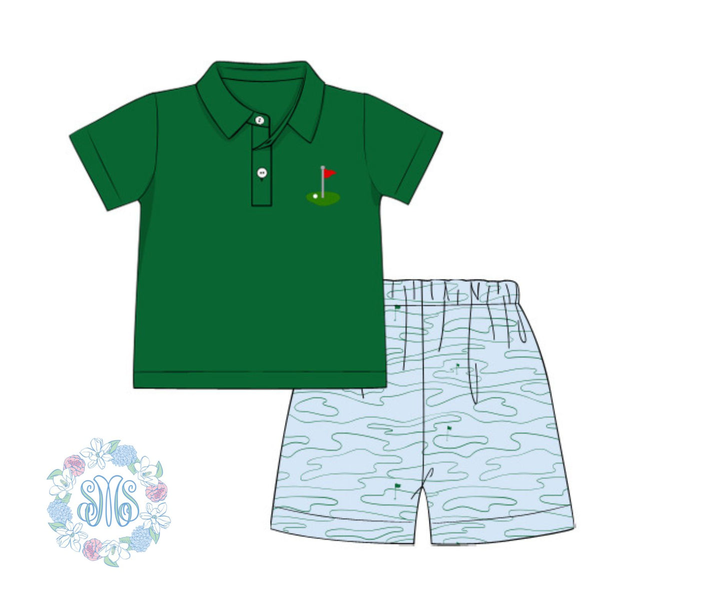 Playing On The Greens Boys Shorts Set