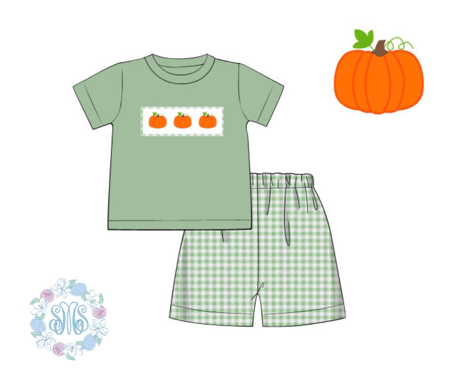 Boys Smocked Pumpkin Set