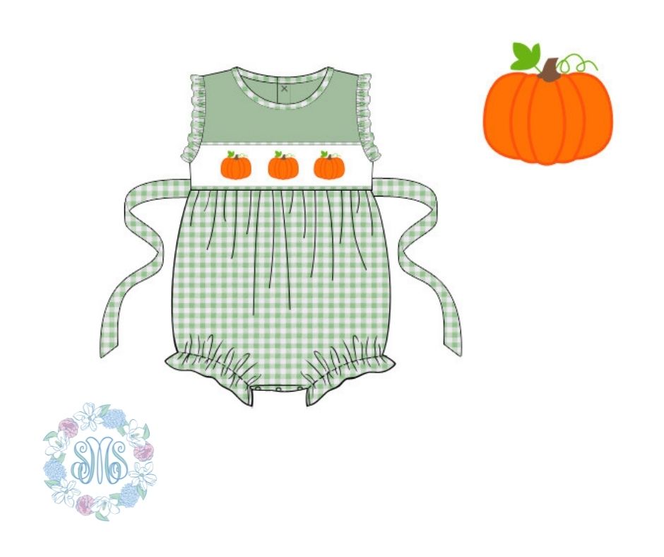 Girls Smocked Pumpkin Bubble **LAST ONE**