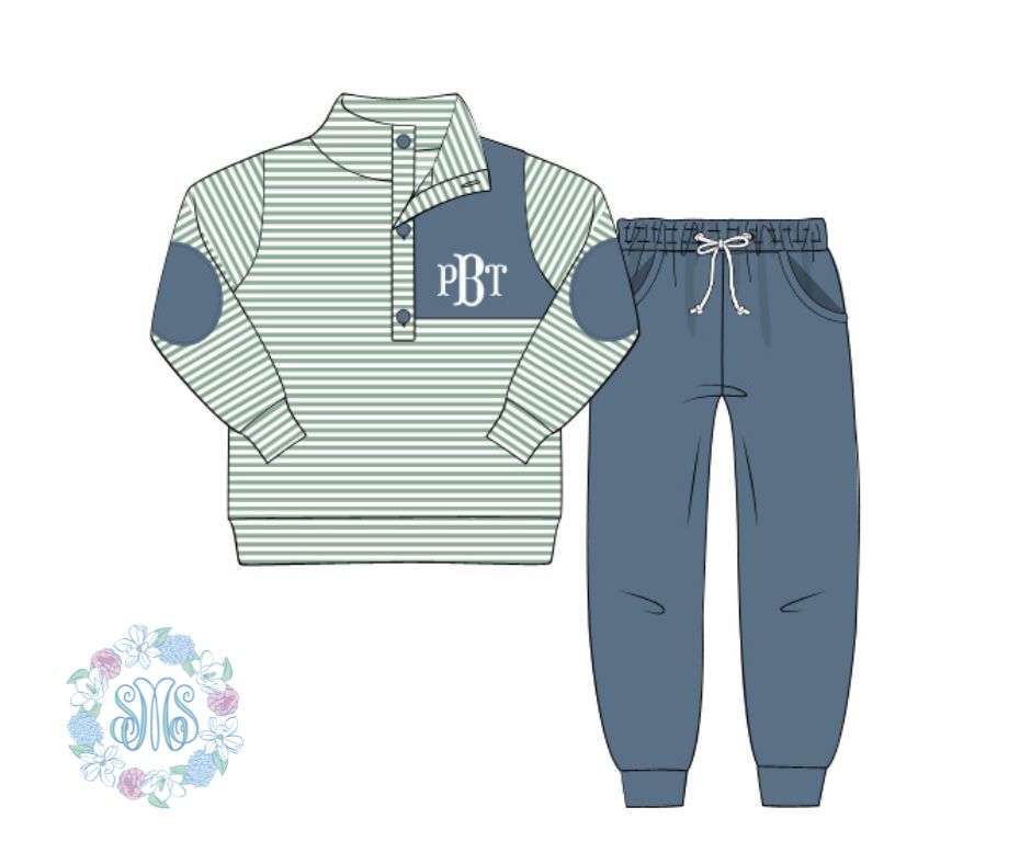 Striped Boys Jogger Set (no monogram)