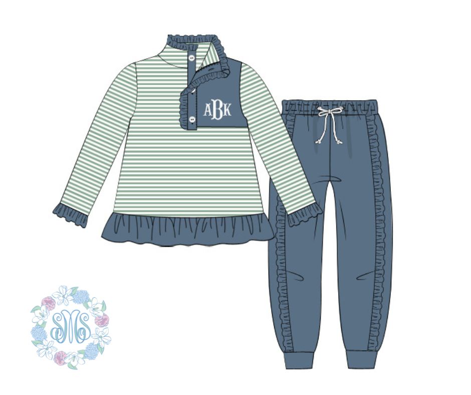 Striped Girls Jogger Set (no monogram)