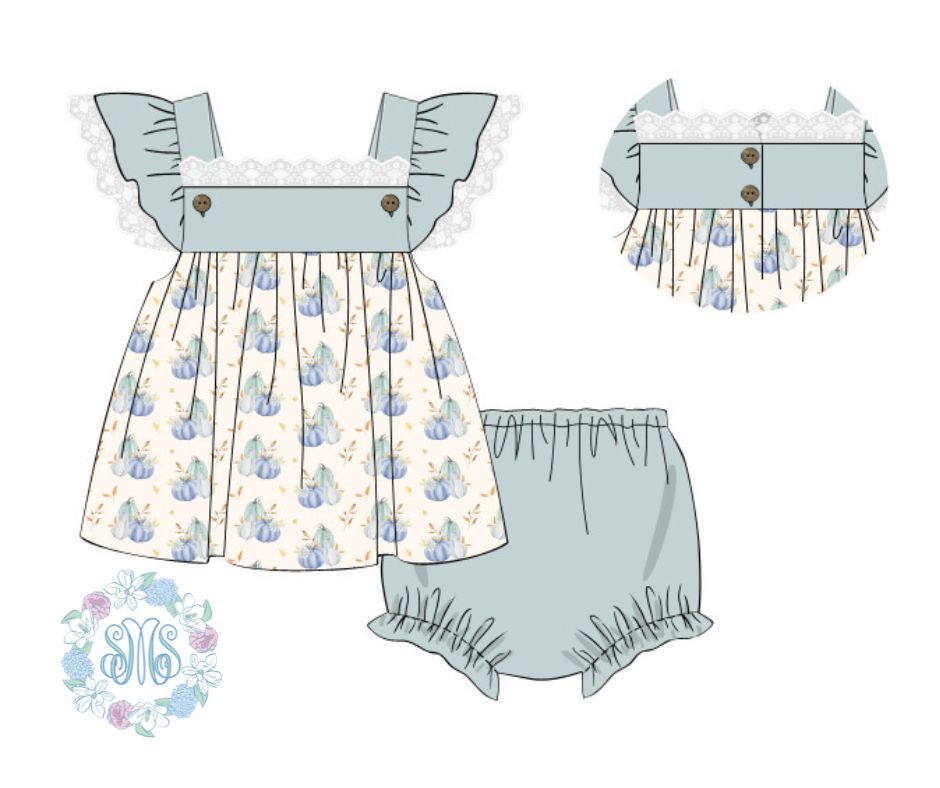 Teal Fall Girls Bloomer Set