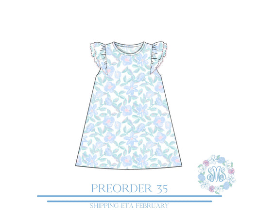 Pre Order 35: Baby Blues Floral Dress