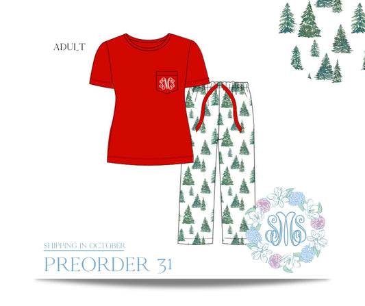 RTS: Christmas Trees Family Pajamas Adult Set