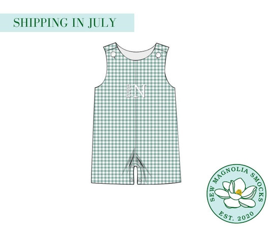 De-Stash: Peach & Gingham Boys Jon Jon **PERSONALIZED**