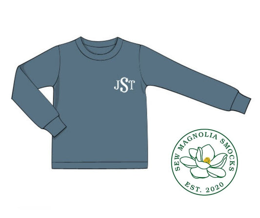 De-Stash: Boys Blue Stone Crewneck Shirt **PERSONALIZED**