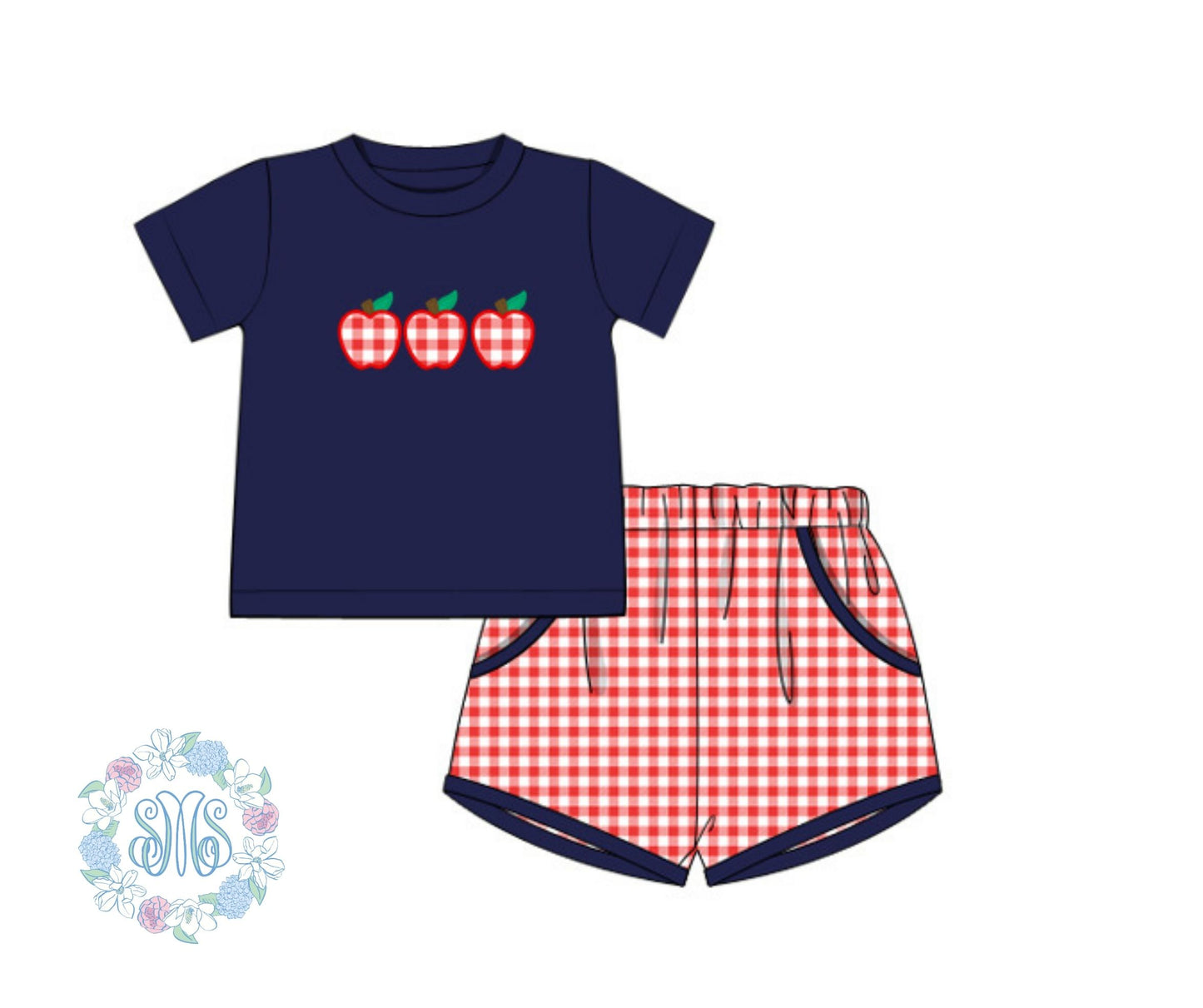 RTS: Apple Appliqué Shorts Set