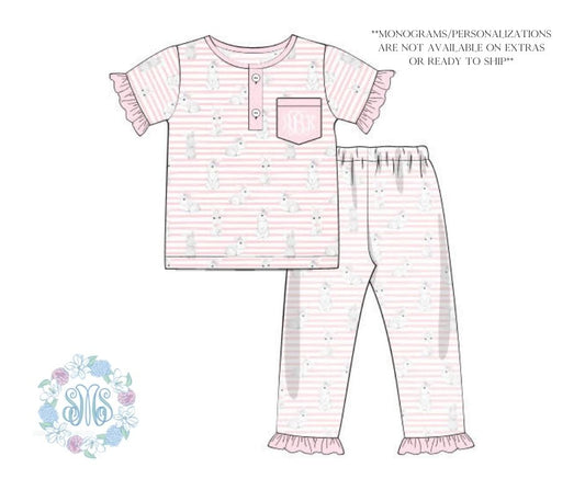 De-Stash: Girls Easter Bunny Pajamas **PERSONALIZED**