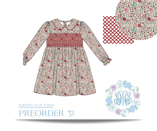 RTS: Traditional Christmas Floral Dress