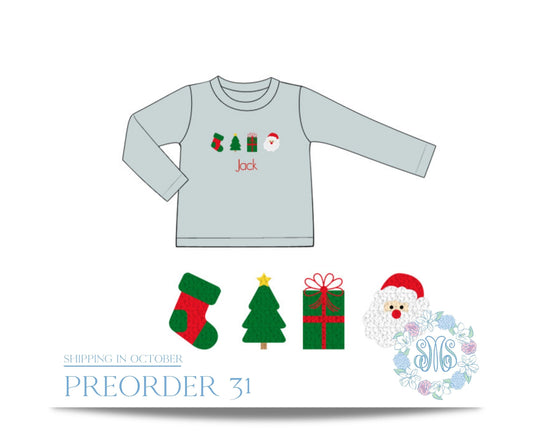 RTS: French Knot Christmas Boys Shirt