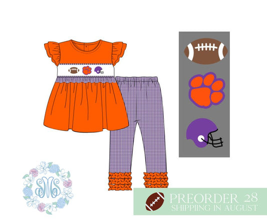 RTS: Clemson Smocked Legging Set