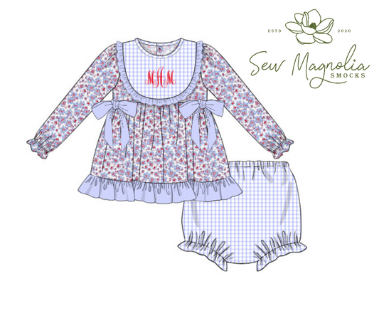 Periwinkle Poppy Bloomer Set (no monogram)