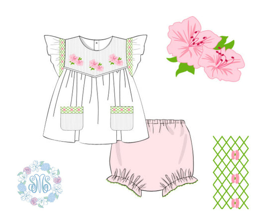 Embroidered Azalea Bloomer Set