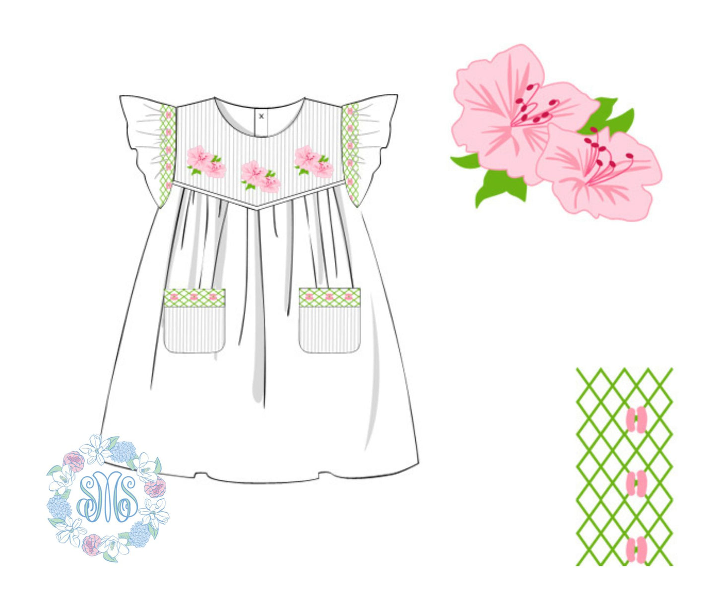Embroidered Azalea Dress