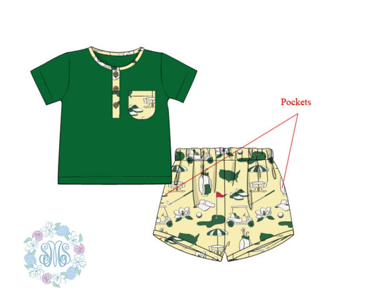 Tee Time In Augusta Boys Shorts Set