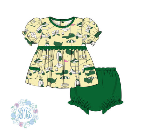 Tee Time In Augusta Girls Bloomer Set
