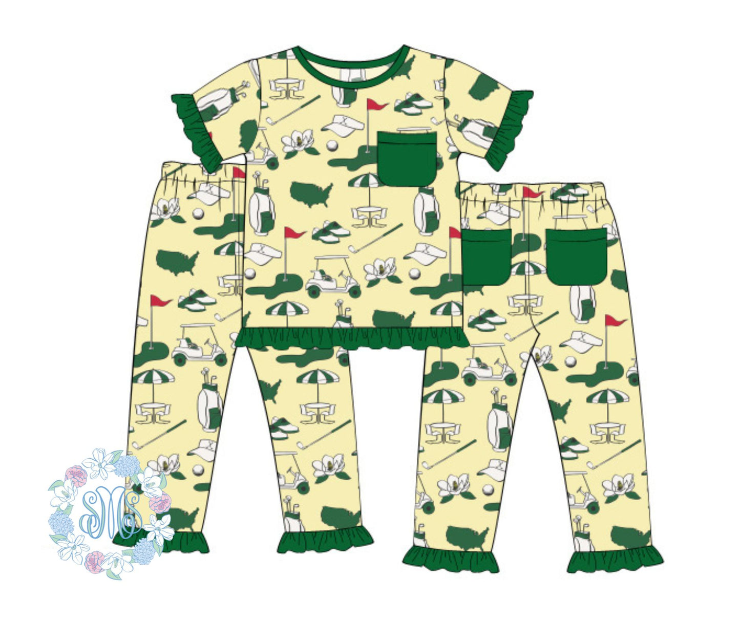 Tee Time In Augusta Girls Pajamas