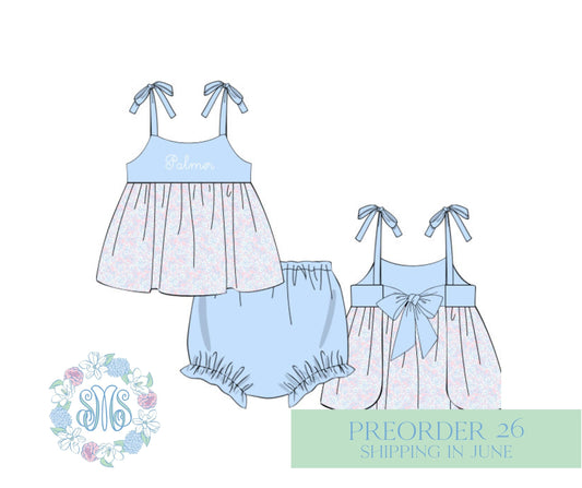 Watercolor Blues Bloomer Set