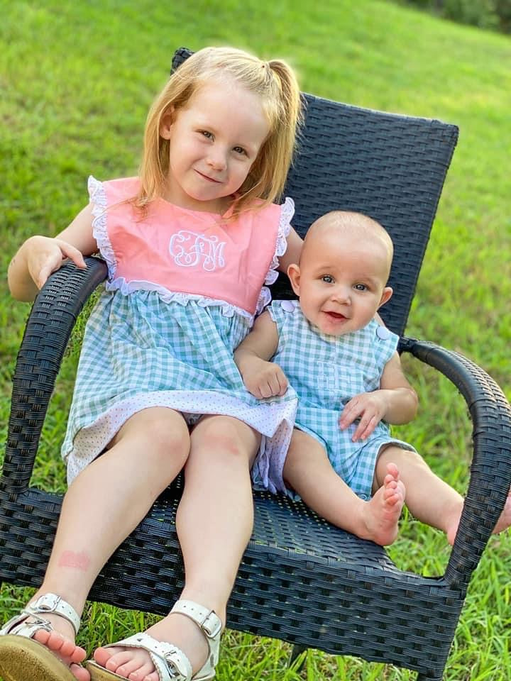 Peach and Gingham Jon Jon (no monogram)