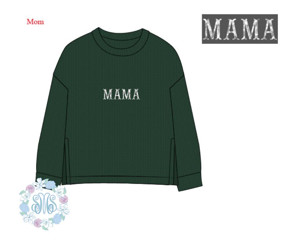 Sweater Weather Green Mama Sweater (MAMA)