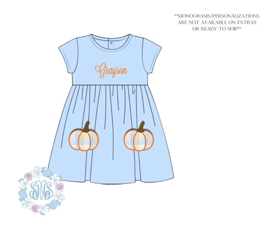 Plaid Pumpkins Girls Dress (no monogram)