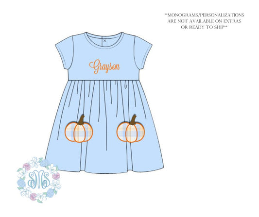 Plaid Pumpkins Girls Dress (no monogram)