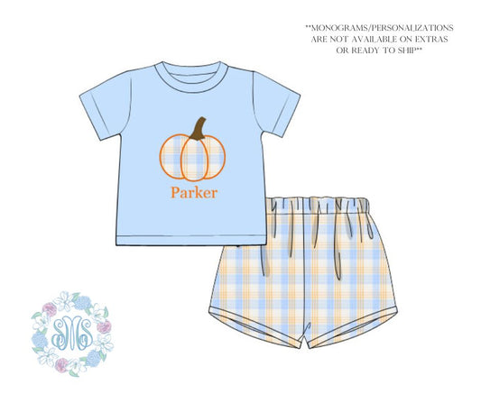 Plaid Pumpkins Boys Set (no monogram)