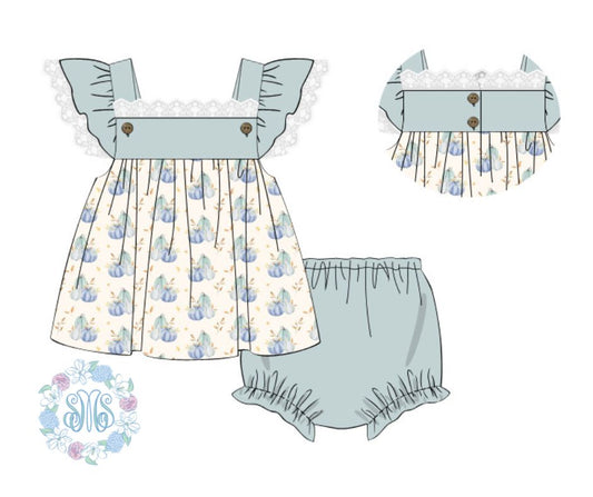 Teal Fall Girls Bloomer Set